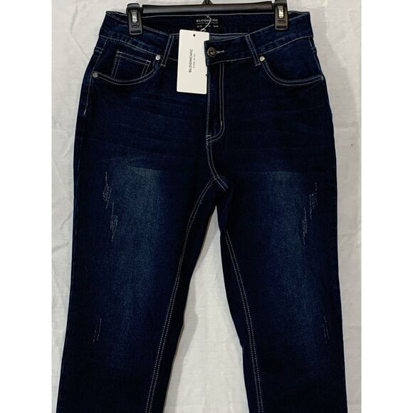 Bloom Chic Straight Leg Jeans Womens 12 Dark Wash - Picture 2 of 6